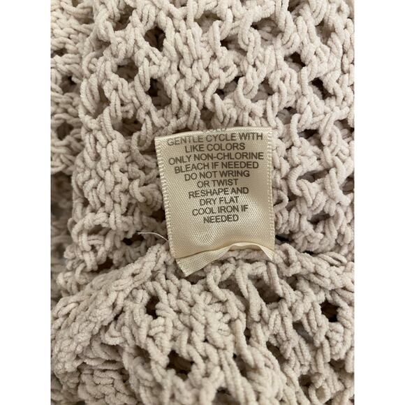 Artelier Nicole Miller Women's Large Open Knit Pullover Sweater Beige Polyester - Picture 7 of 10